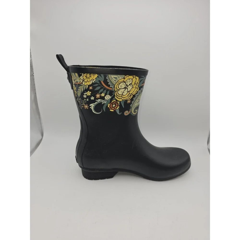 Chooka Women's Mid-Calf Waterproof Rubber Rain Boots with Vintage Print Size 8